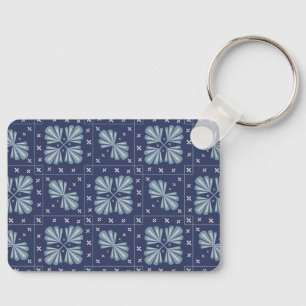 Blue Geometric shapes Pattern Keychain