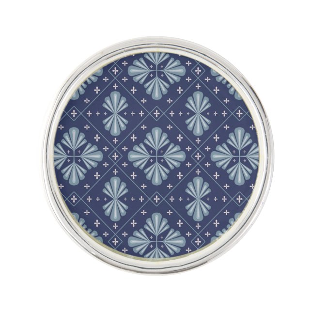 Blue Geometric shapes Pattern  Lapel Pin (Front)