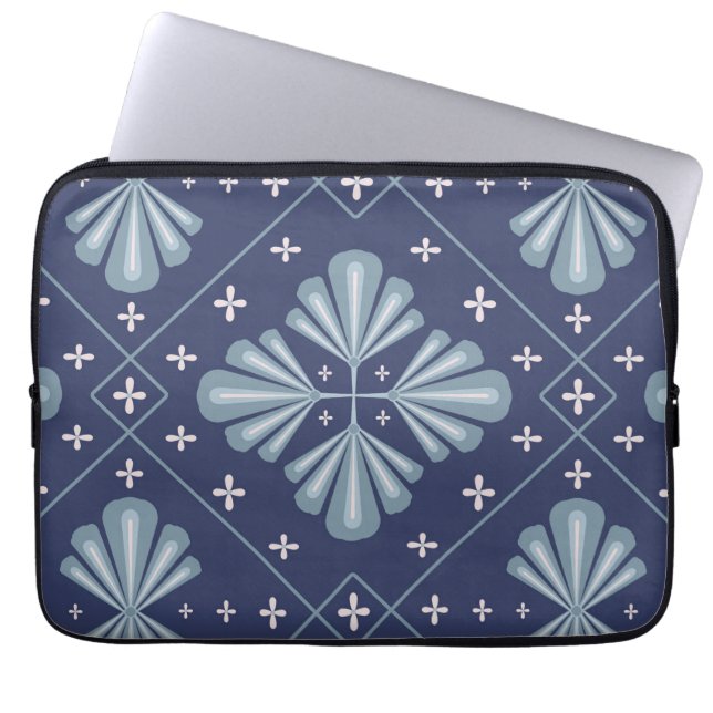 Blue Geometric shapes Pattern  Laptop Sleeve (Front)