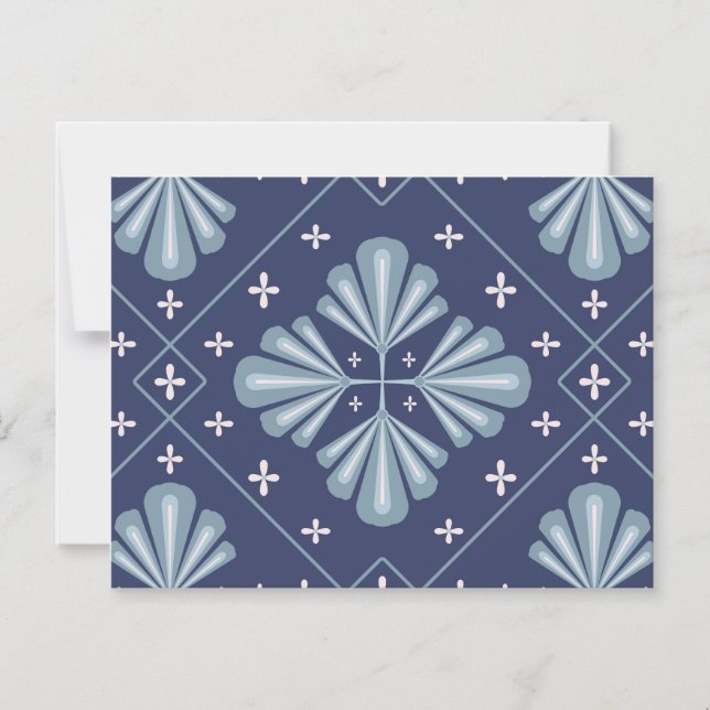 Blue Geometric shapes Pattern  Magnetic Invitation (Front)