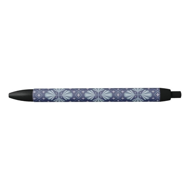 Blue Geometric shapes Pattern  Pen (Front)