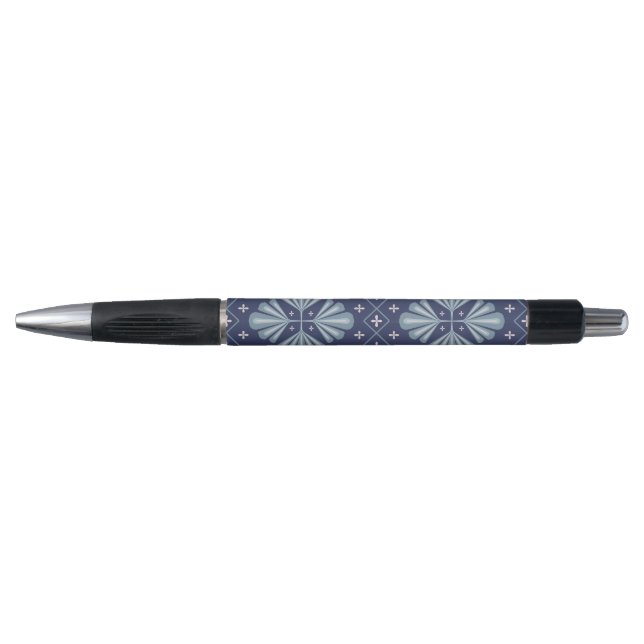 Blue Geometric shapes Pattern  Pen (Front)