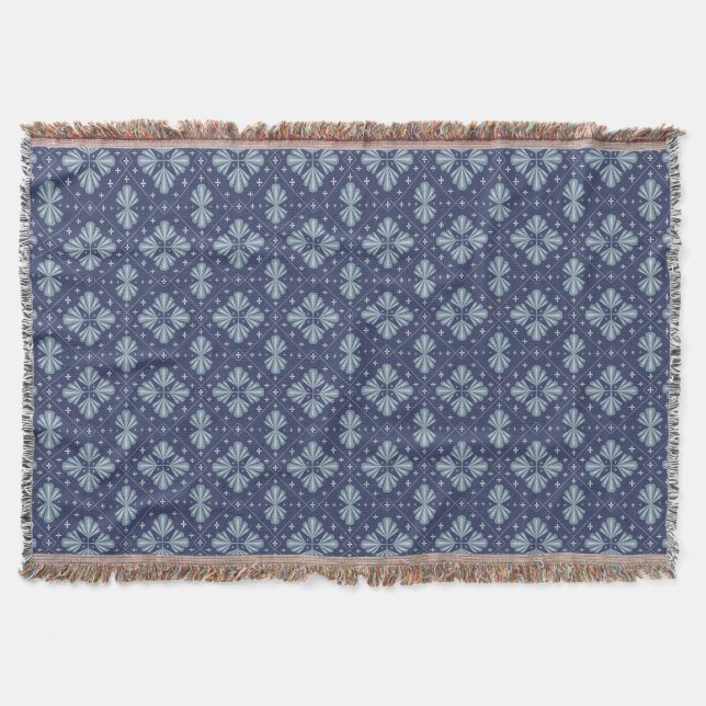 Blue Geometric shapes Pattern  Throw Blanket (Front)