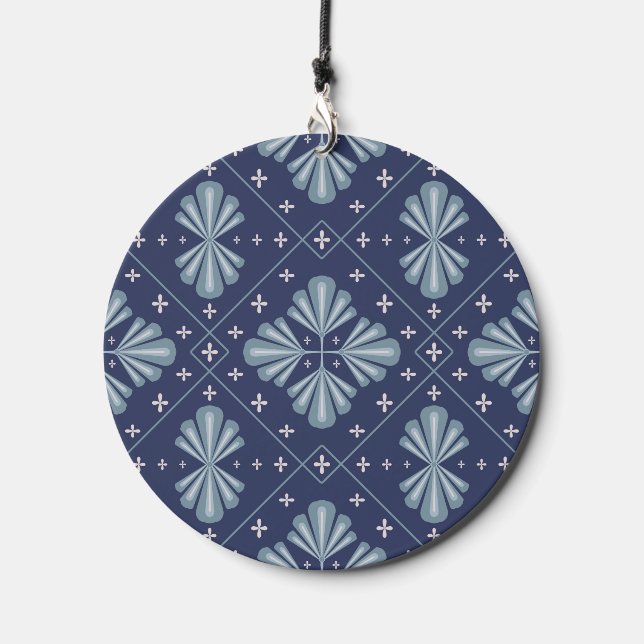 Blue Geometric shapes Pattern  Wind Chime (Front)