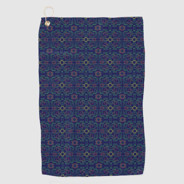 Blue Geometric Shuffle Golf Towel (Front)