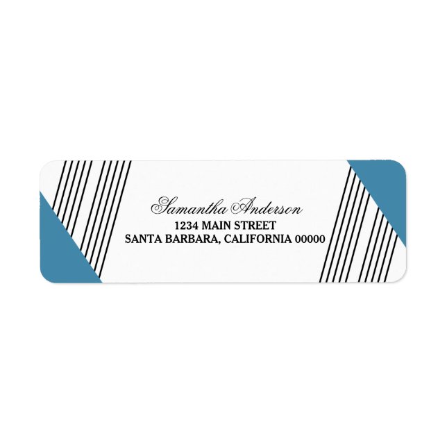 Blue Geometric Stripe Address Labels (Front)