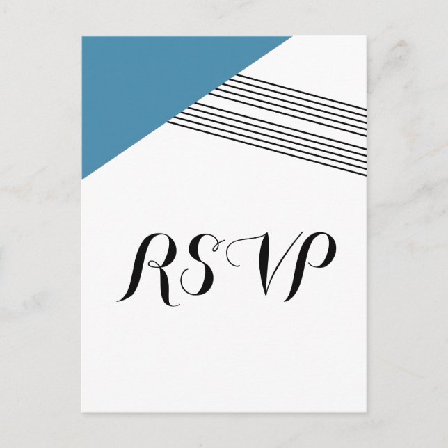 Blue Geometric Stripe Response Postcard (Front)