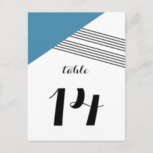 Blue Geometric Stripe Table Postcard