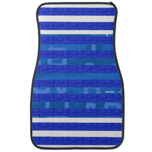 Blue Geometric Stripes Car Floor Mat