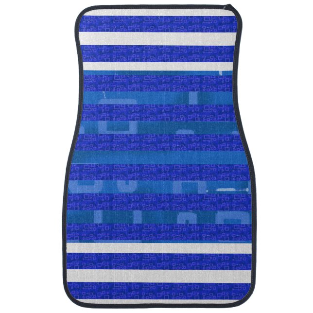 Blue Geometric Stripes Car Floor Mat (Front)