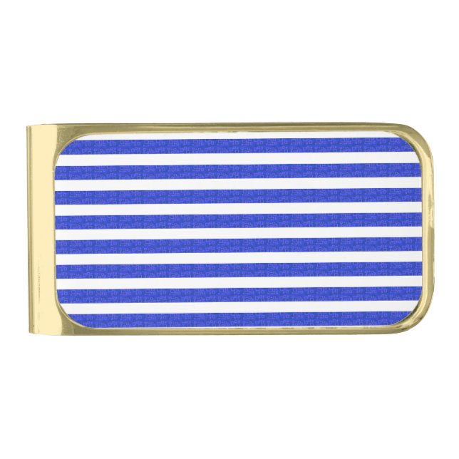Blue Geometric Stripes Money Clip (Front)