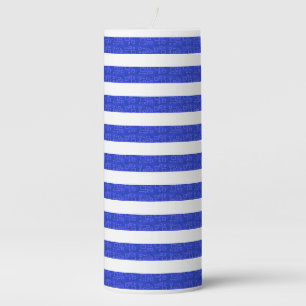 Blue Geometric Stripes  Pillar Candle