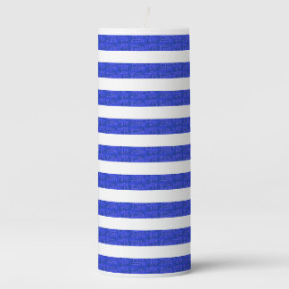 Blue Geometric Stripes Pillar Candle