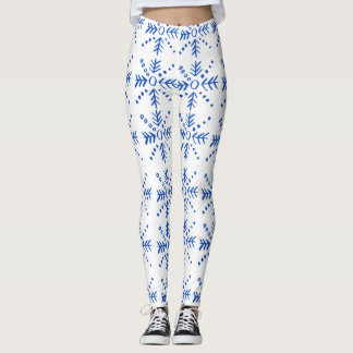 Blue geometric symbols pattern  leggings