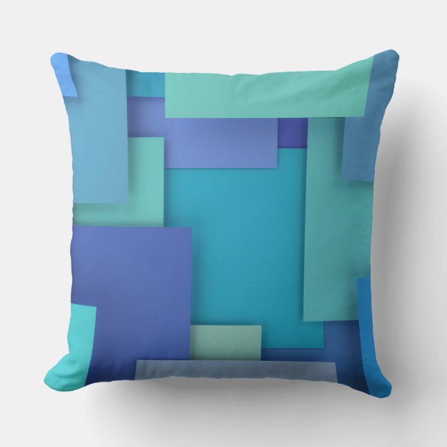 Blue Geometric Throw Pillow (Front)