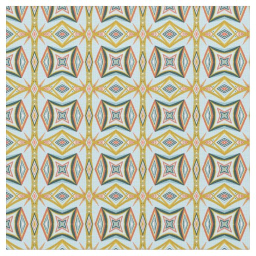 Blue Geometric Tile Pattern Fabric