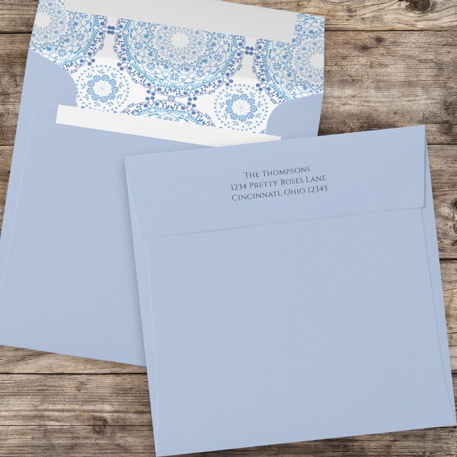 Blue Geometric Tile Pattern Wedding Envelope (Creator Uploaded)