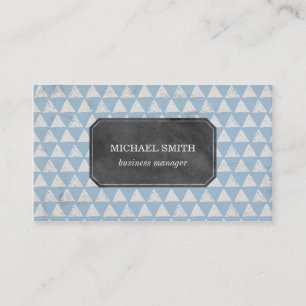Blue Geometric Triangle Pattern Business Card