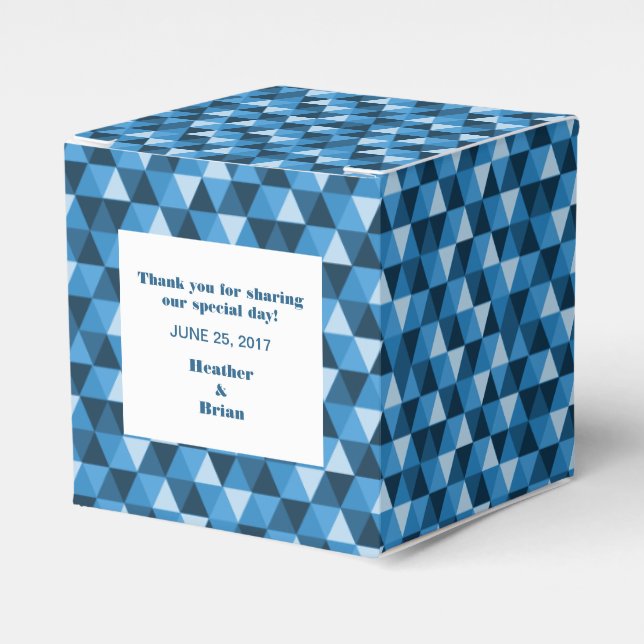 Blue Geometric Triangles Favor Box (Front Side)