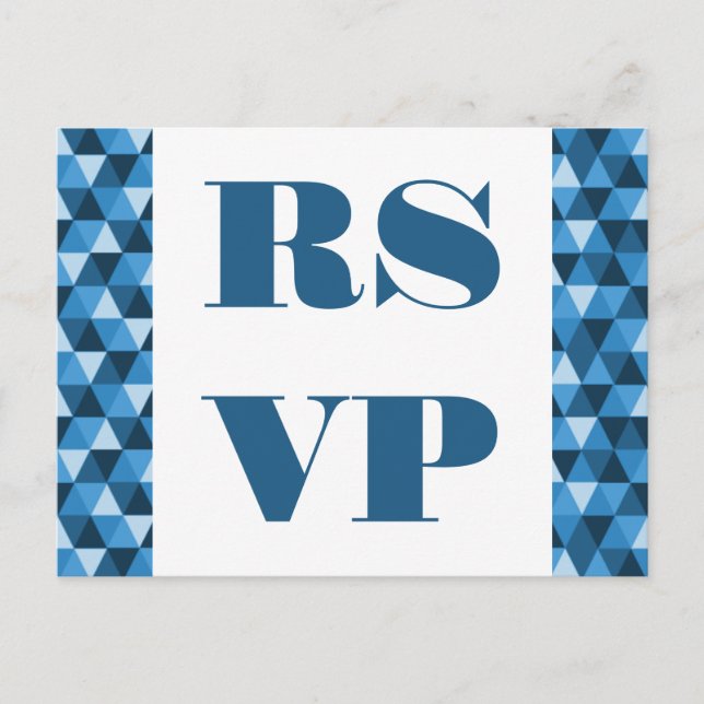 Blue Geometric Triangles RSVP Postcard (Front)