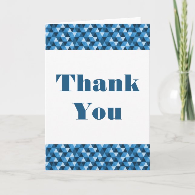 Blue Geometric Triangles Thank You Card (Front)