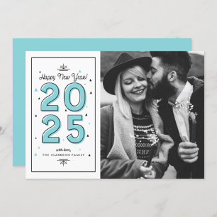Blue Geometric Typography 2025 New Year Holiday Card