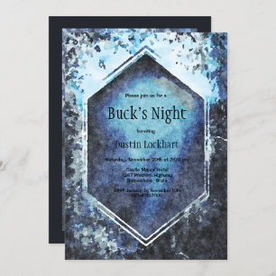 Blue Geometric Watercolor Buck’s Night Invitation