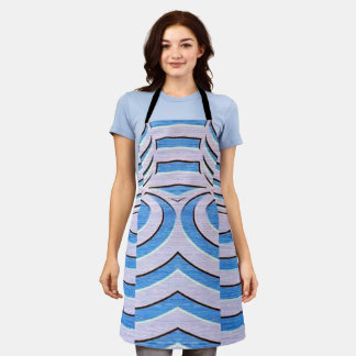 Blue Geometric Wave Abstract Kitchen Apron