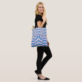 Blue Geometric Wave Abstract Tote Bag