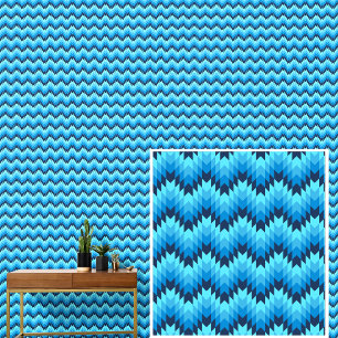 Blue Geometric Waves Stripes Wallpaper