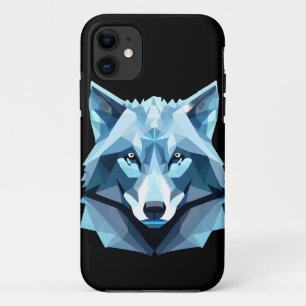 Blue Geometric Wolf Head iPhone 11 Case