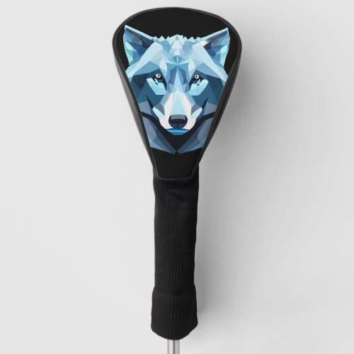 Blue Geometric Wolf Head Golf Head Cover