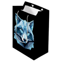 Blue Geometric Wolf Head Medium Gift Bag