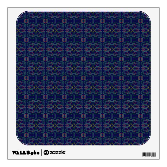 Blue Geometric Yellow Ovals Wall Decal (Front)