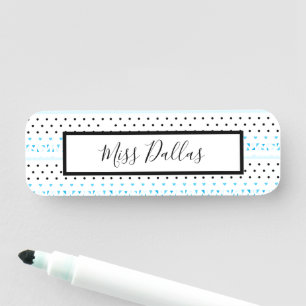 Blue Geometrics Name Tag