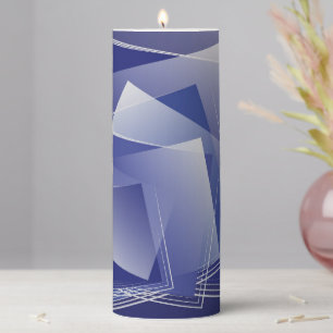 Blue geometry burst pillar candle