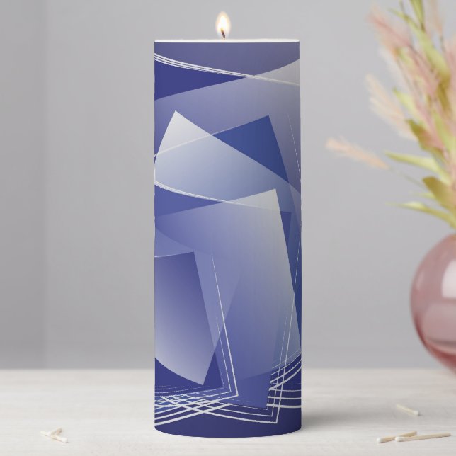 Blue geometry burst pillar candle (In Situ)