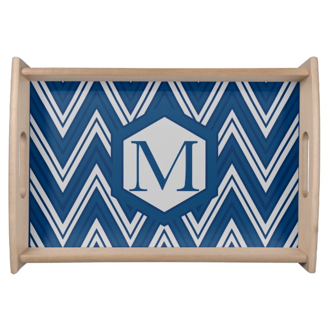 Blue Geometry Serving Tray (Front)