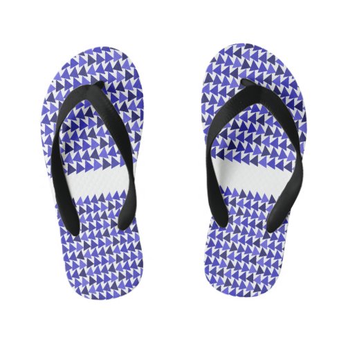 Blue geometry triangle pattern Personalized name  Kids Flip Flops