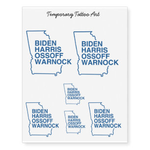 Blue Georgia: Biden Harris Ossoff Warnock Temporary Tattoos