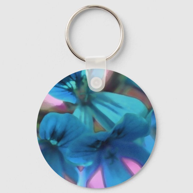 Blue Geraniums Keychain (Front)