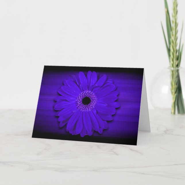 Blue Gerber Daisy Custom Blank Inside Personalize Letterpress Thank You Card (Front)