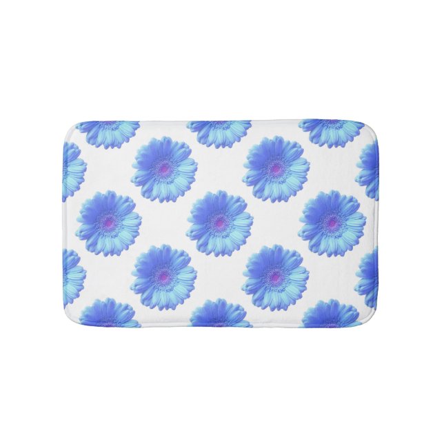 Blue gerbera daisy bathroom mat (Front)