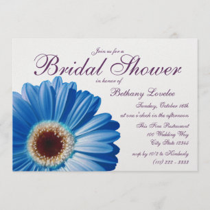 Blue Gerbera Daisy Bridal Shower Invitation