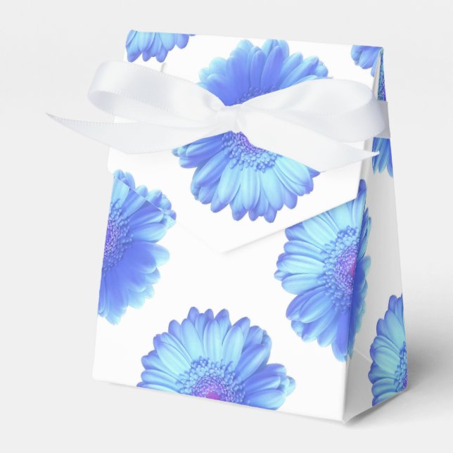 Blue gerbera daisy favor boxes (Front Side)