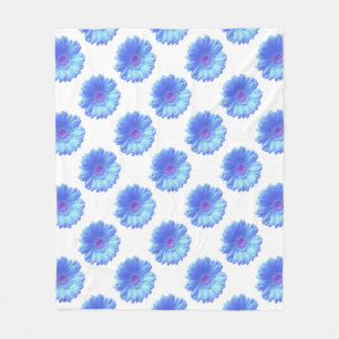 Blue gerbera daisy fleece blanket