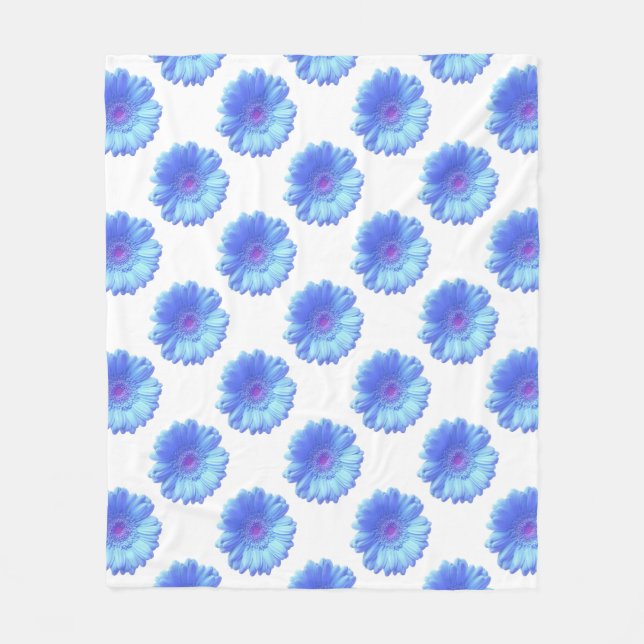 Blue gerbera daisy fleece blanket (Front)