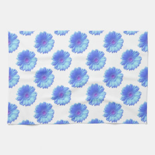 Blue gerbera daisy kitchen towel