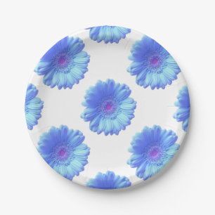 Blue gerbera daisy paper plates