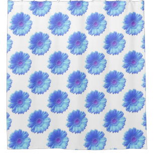 Blue gerbera daisy shower curtain